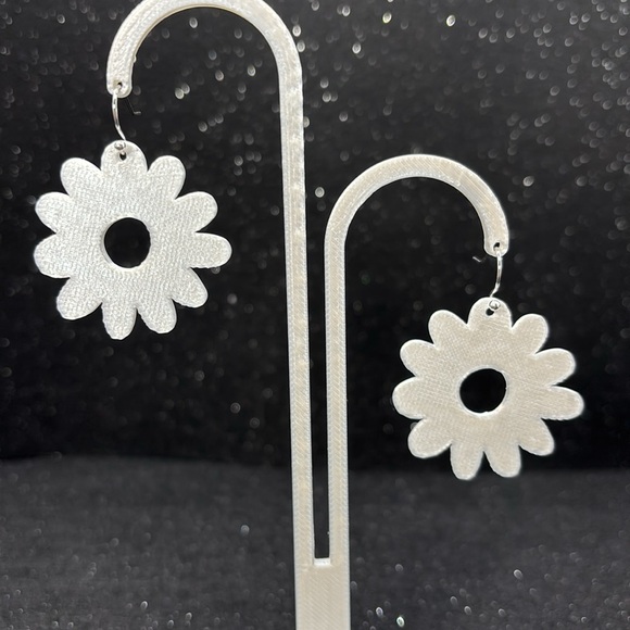 White Flower Earrings - Picture 4 of 4